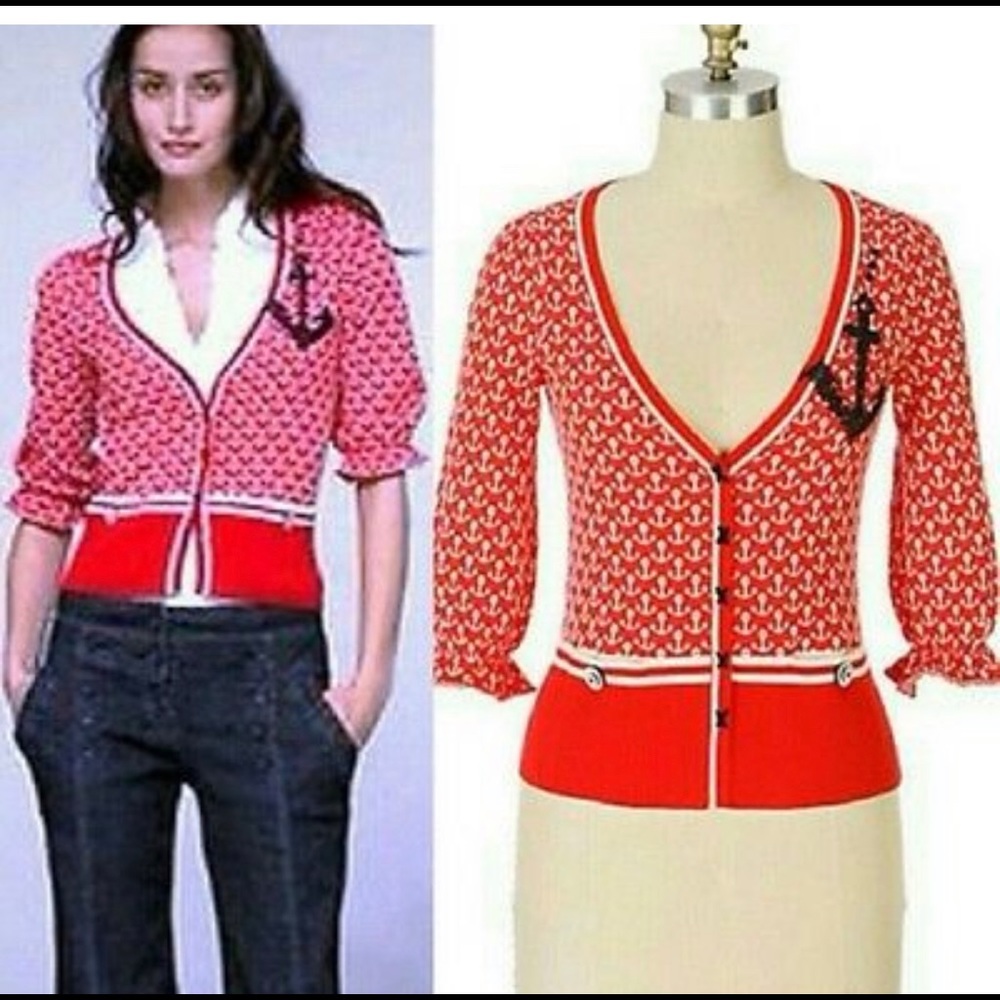 Vintage Anthropologie Moth Nautical Cardigan, Size Small